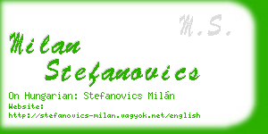 milan stefanovics business card